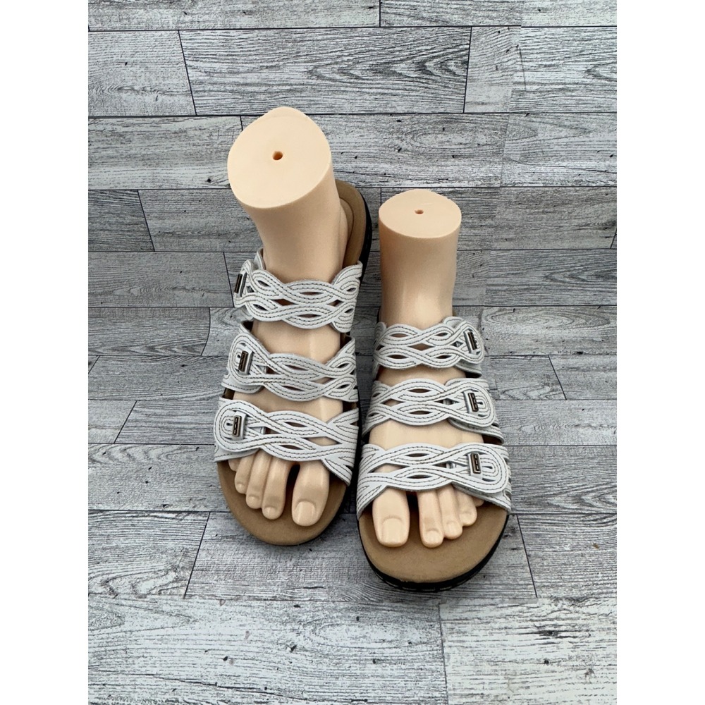 Clarks Collection White Leather Strappy Slide Sandals Women Sz 8.5M 261773474080